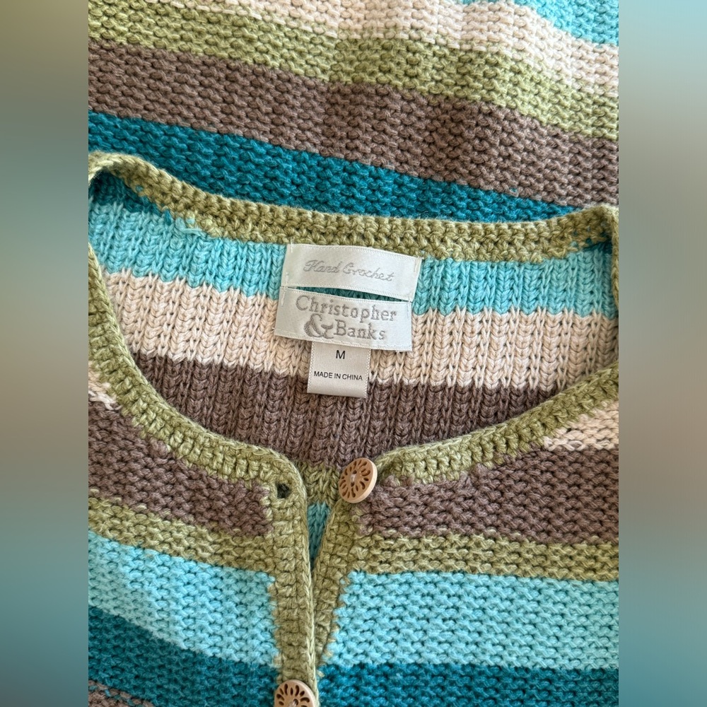 Vintage Coastal Granddaughter Short Sleeve Cardigan Cover Size M Hand Crochet - Picture 6 of 16